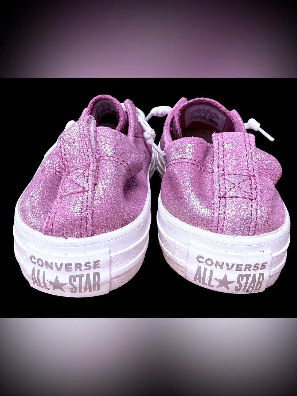 Converse Pink Glitter Low-Top Sneakers with White Accents - Picture 5 of 8